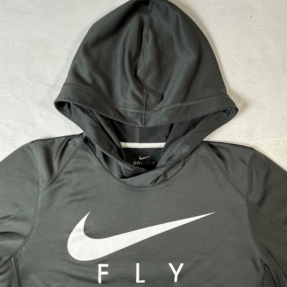 Nike FLY Dri Fit Hoodie Mens Large Sweatshirt Fly‎ Center Swoosh Logo Gray